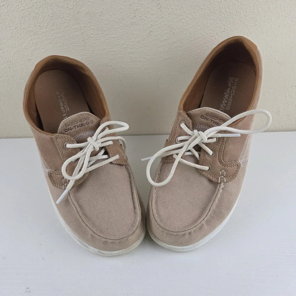 Skechers GoWalk On-The-Go Gen 5 Tan Boat Deck Casual Shoes Women's Size 8.5